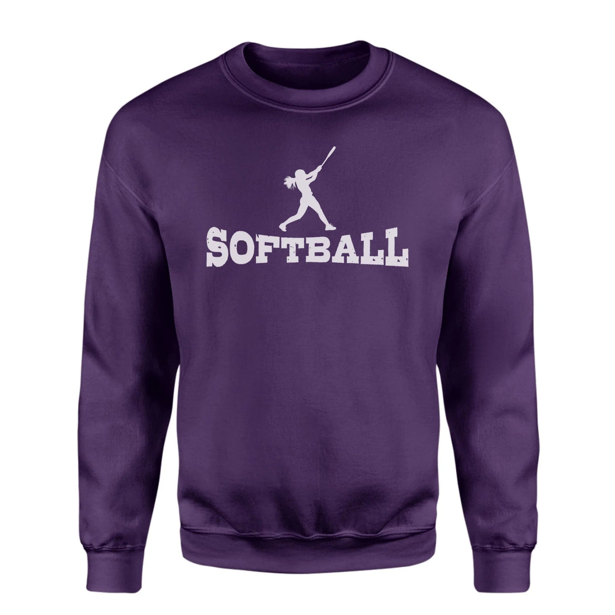 Basic Softball with Softball Player Icon on a Sweatshirt with a White Graphic