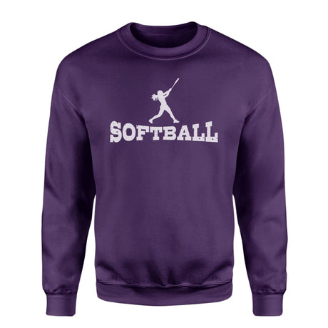 Basic Softball with Softball Player Icon on a Sweatshirt with a White Graphic