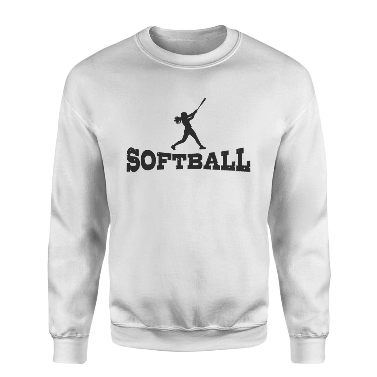 Basic Softball with Softball Player Icon on a Sweatshirt with a Black Graphic