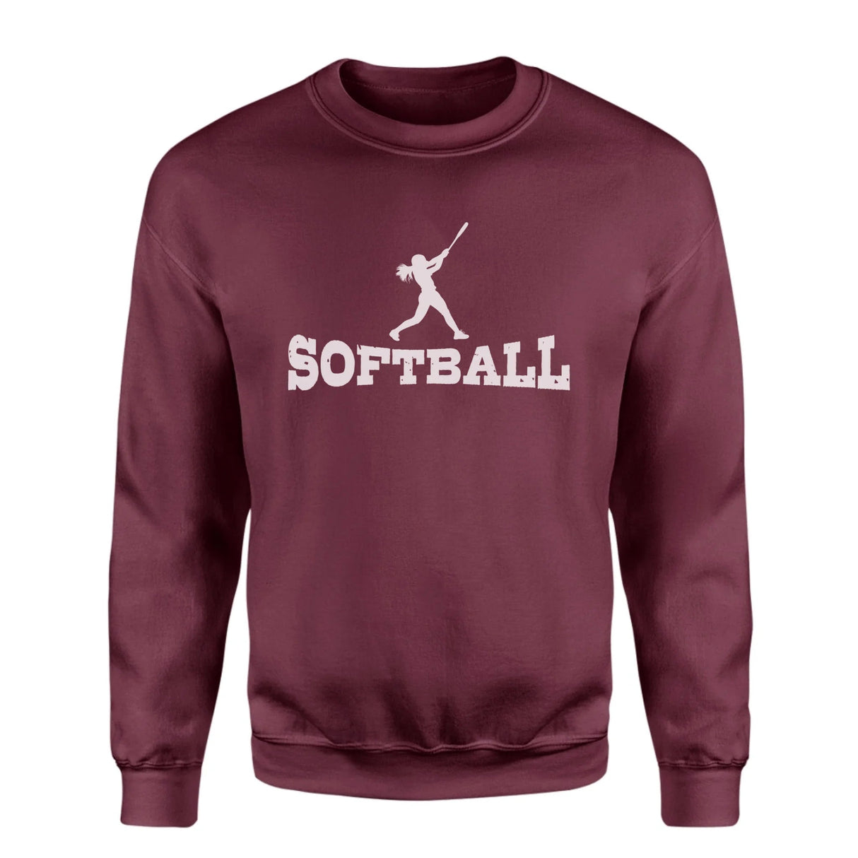 Basic Softball with Softball Player Icon on a Sweatshirt with a White Graphic