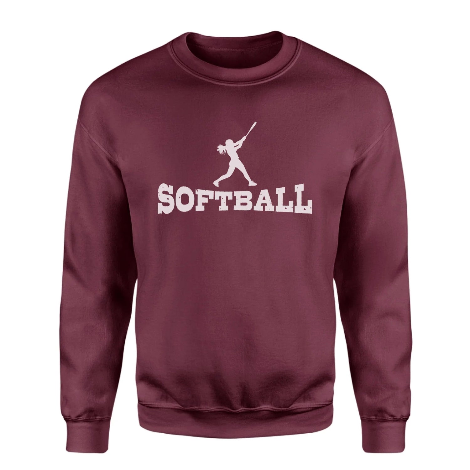 Basic Softball with Softball Player Icon on a Sweatshirt with a White Graphic