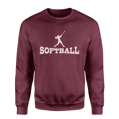 Basic Softball with Softball Player Icon on a Sweatshirt with a White Graphic
