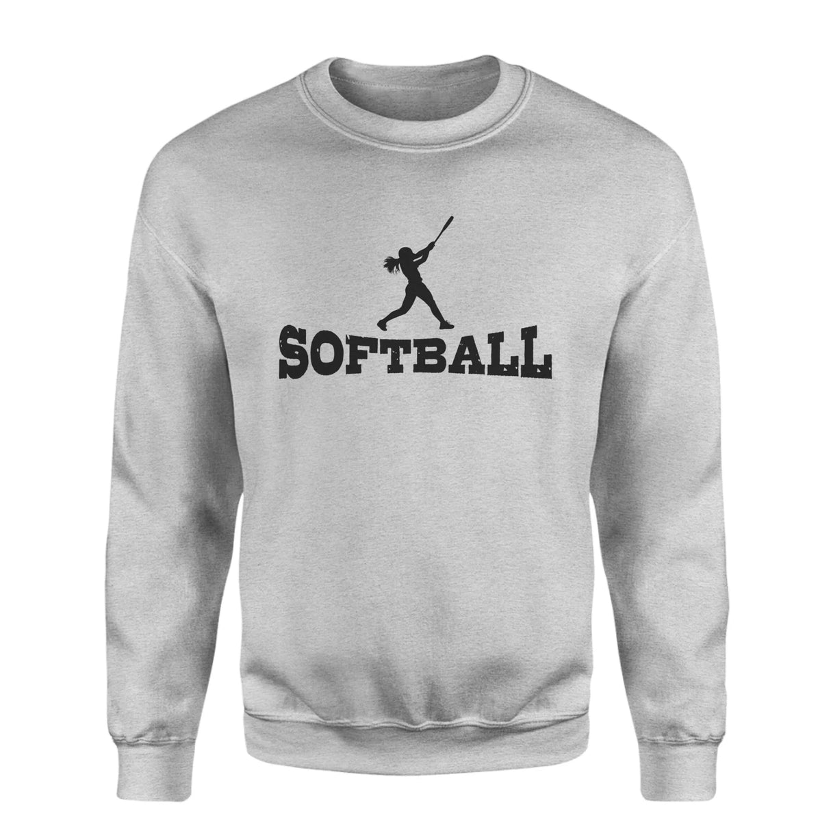 Basic Softball with Softball Player Icon on a Sweatshirt with a Black Graphic