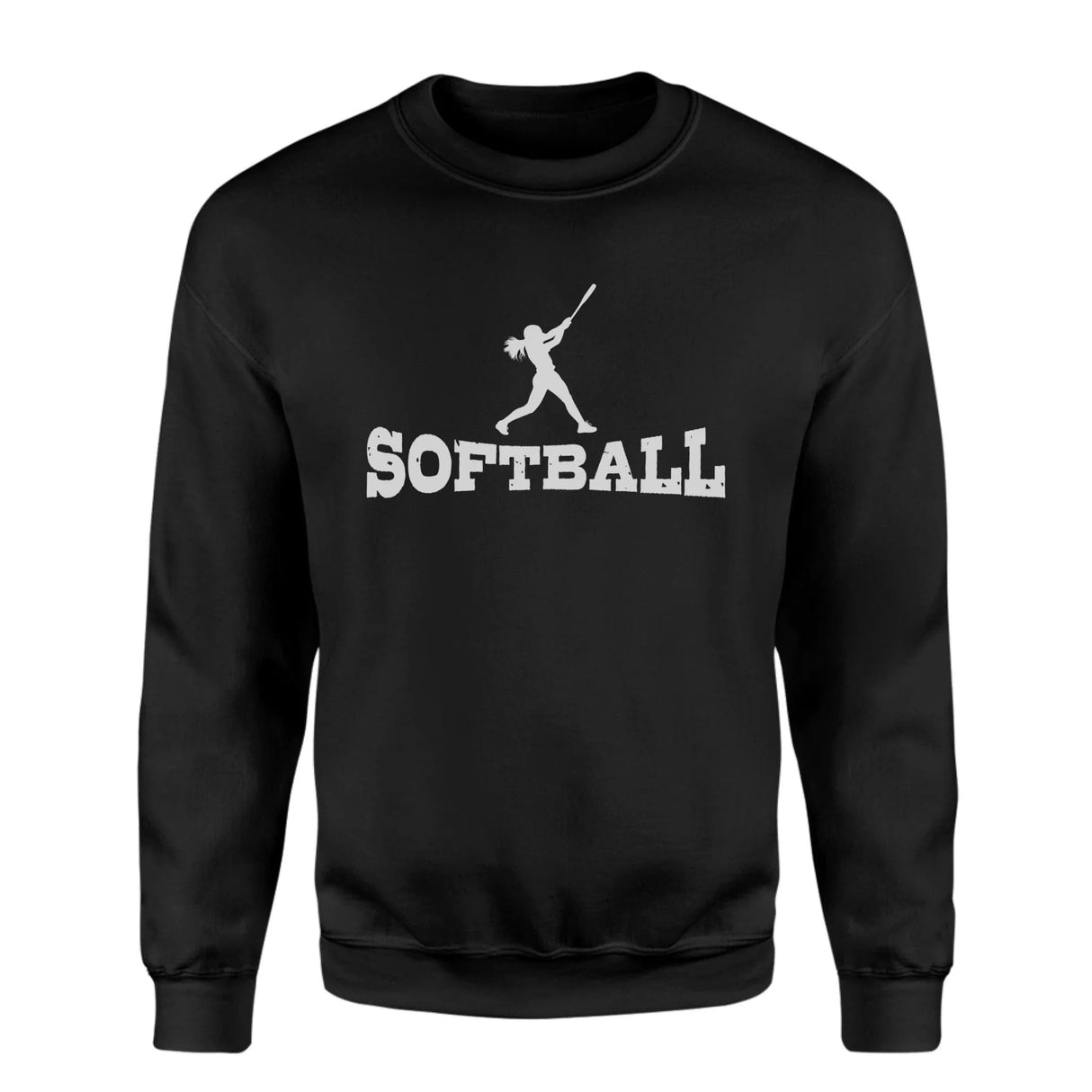 Basic Softball with Softball Player Icon on a Sweatshirt with a White Graphic