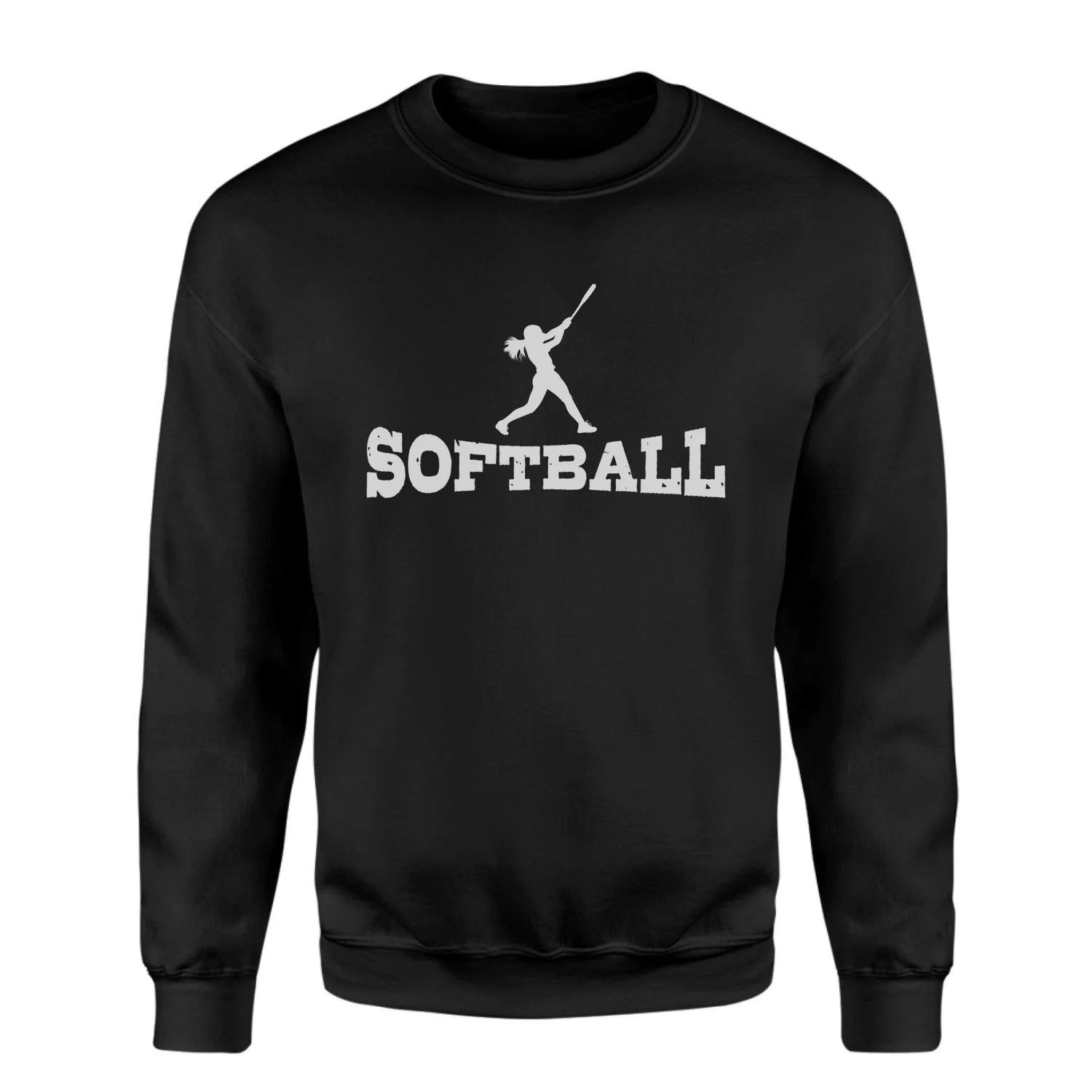 Basic Softball with Softball Player Icon on a Sweatshirt with a White Graphic