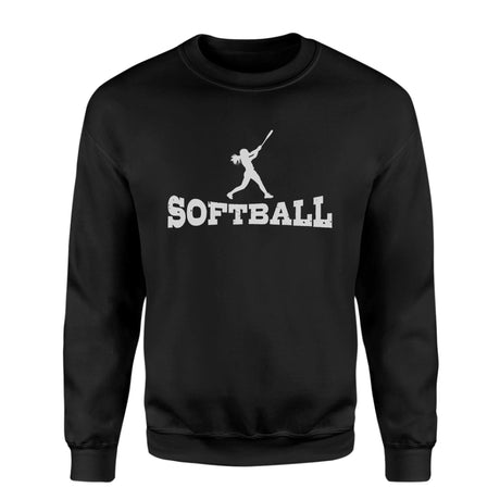 Basic Softball with Softball Player Icon on a Sweatshirt with a White Graphic
