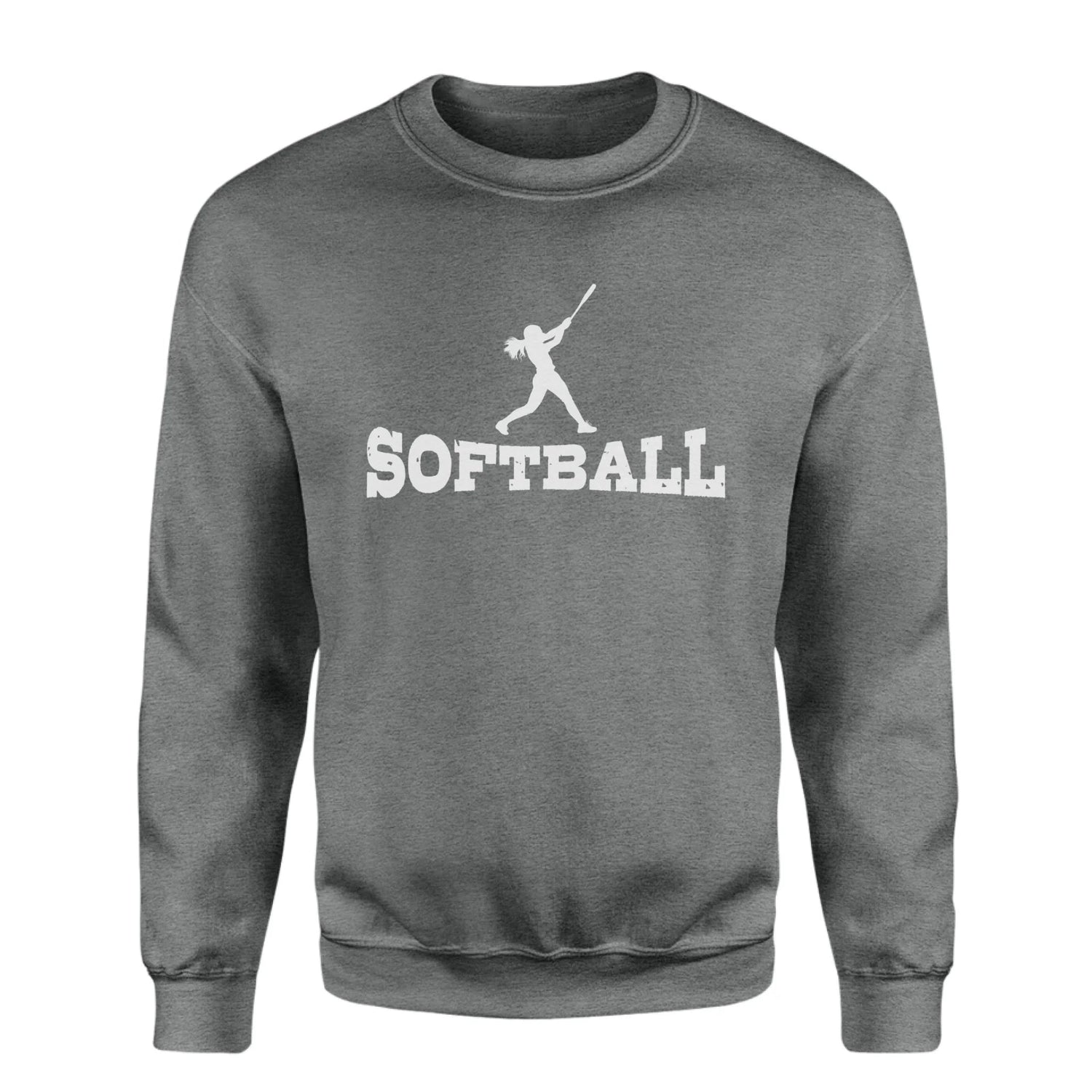 Basic Softball with Softball Player Icon on a Sweatshirt with a White Graphic