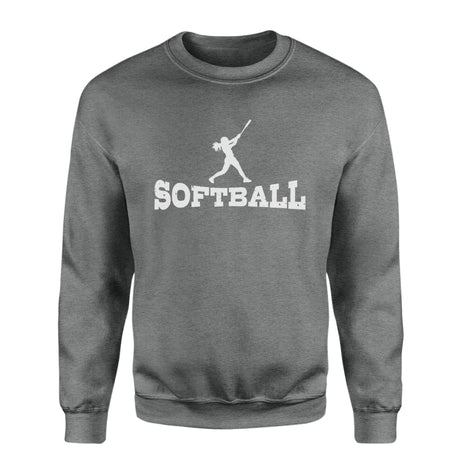 Basic Softball with Softball Player Icon on a Sweatshirt with a White Graphic