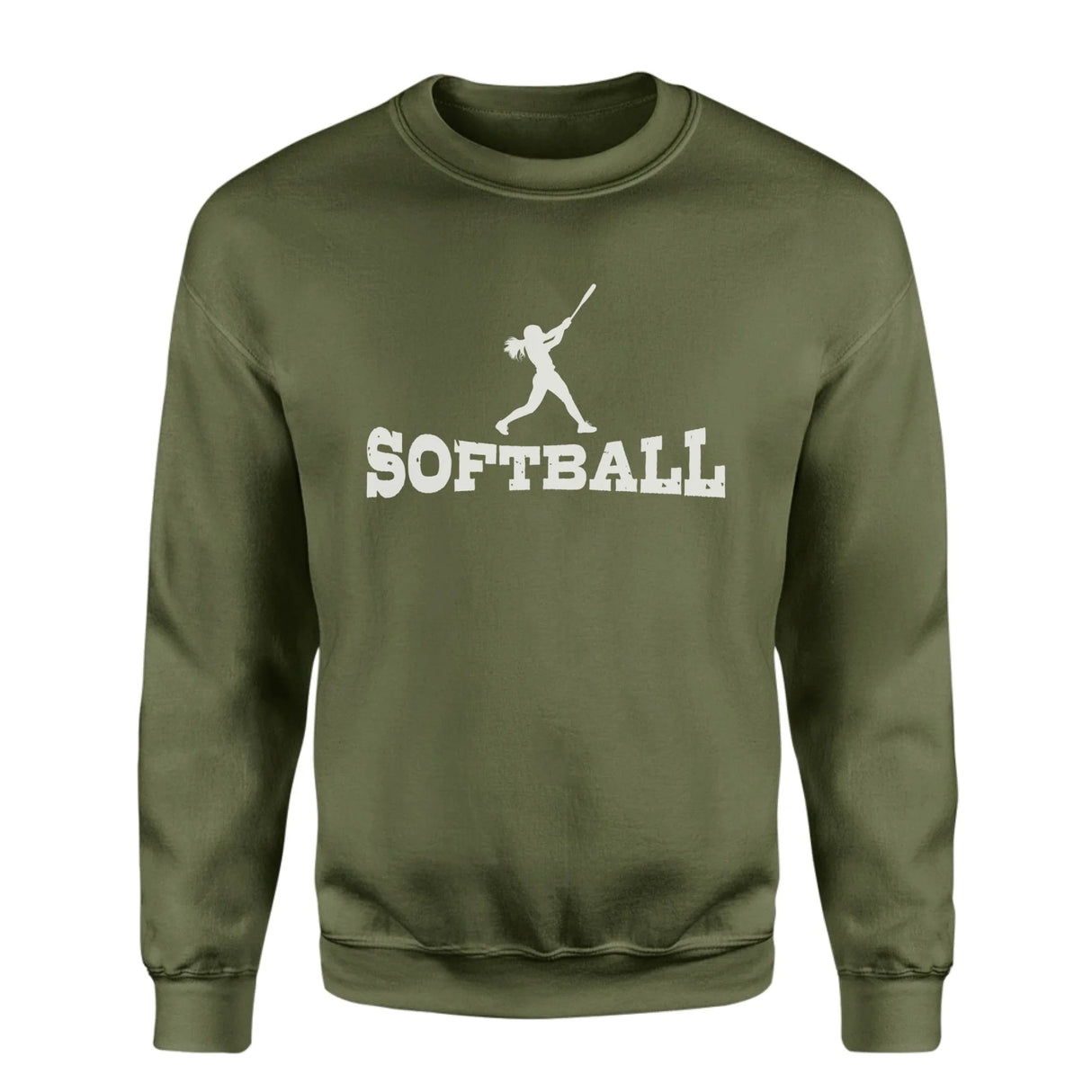 Basic Softball with Softball Player Icon on a Sweatshirt with a White Graphic