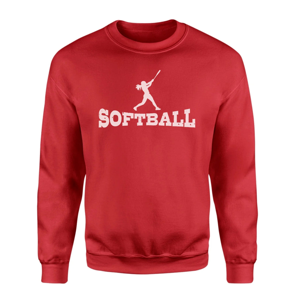 Basic Softball with Softball Player Icon on a Sweatshirt with a White Graphic