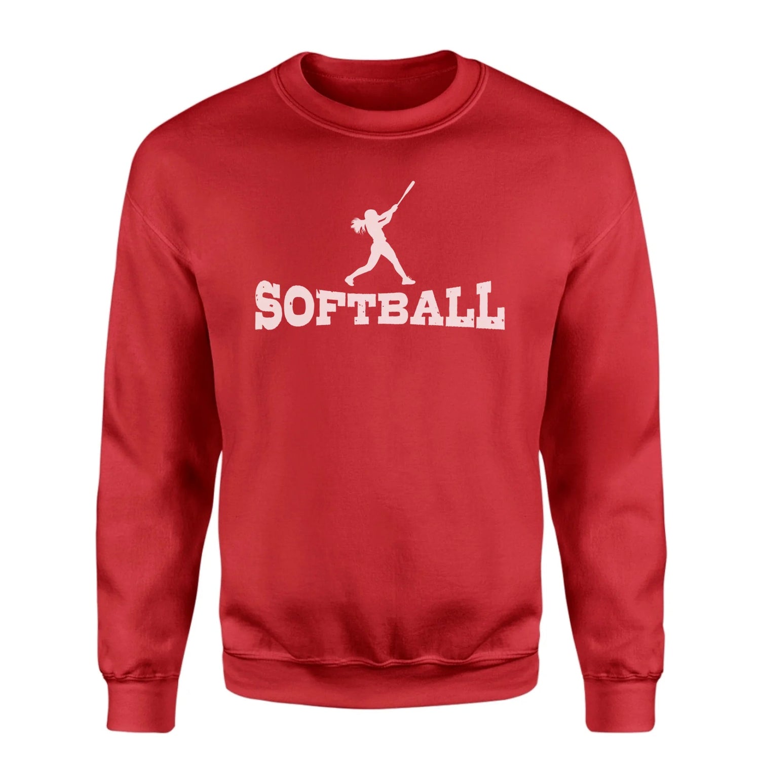 Basic Softball with Softball Player Icon on a Sweatshirt with a White Graphic