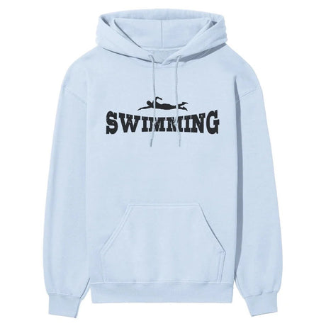 Basic Swimming with Swimmer Icon on a Hoodie with a Black Graphic