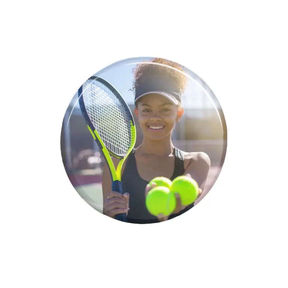 Custom Tennis Player Photo on a Button