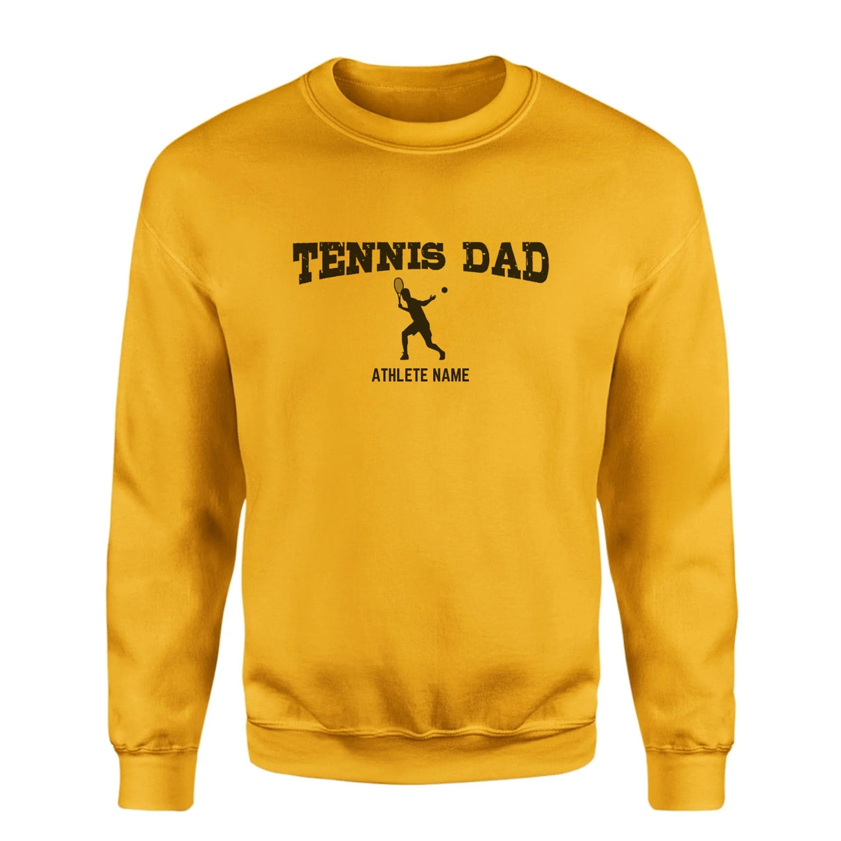 Tennis Dad with Tennis Player Icon and Tennis Player Name on a Sweatshirt with a Black Graphic