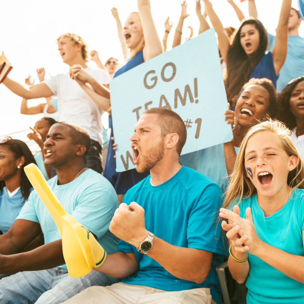 Cheering Crowd with School Spirit