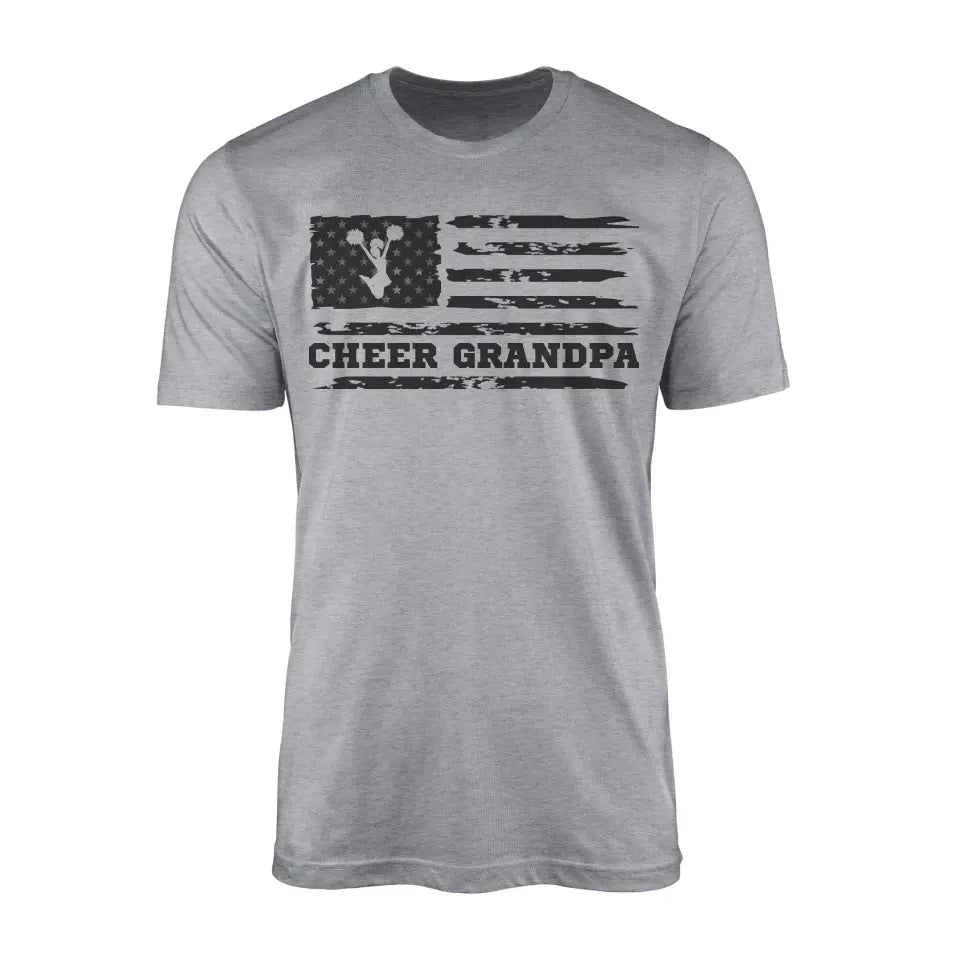 cheer grandpa horizontal flag design on a mens t-shirt with a black graphic