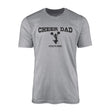 cheer dad with cheerleader icdesign on and cheerleader name design on a mens t-shirt with a black graphic