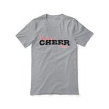 custom cheer mascot and cheerleader name design on a unisex t-shirt with a black graphic