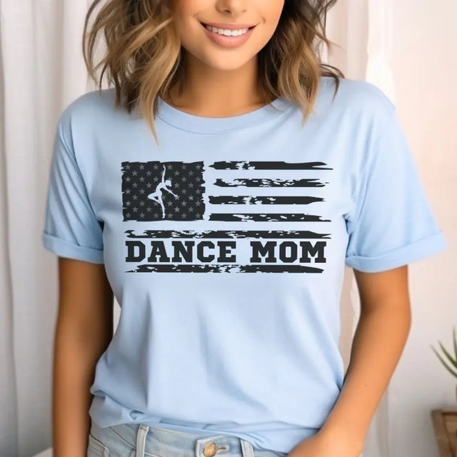 Dance Mom Horizontal Flag on a Unisex T-Shirt with a Black Graphic