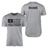 dance grandpa horizontal flag with dancer name design on a mens t-shirt with a black graphic