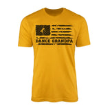 dance grandpa horizontal flag design on a mens t-shirt with a black graphic