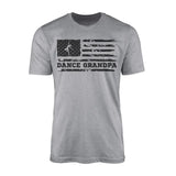 dance grandpa horizontal flag design on a mens t-shirt with a black graphic