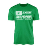dance grandpa horizontal flag design on a mens t-shirt with a white graphic