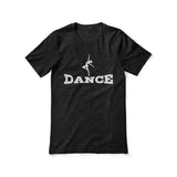 basic dance with dancer icon design on a unisex t-shirt with a white graphic