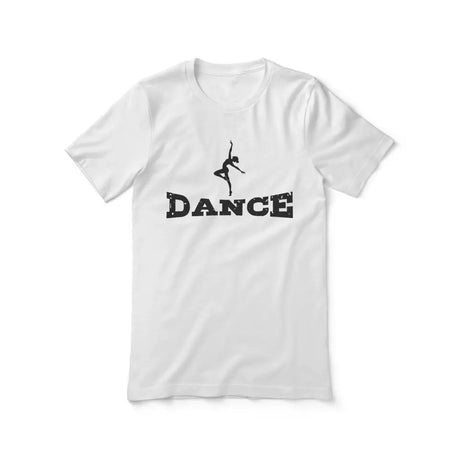 basic dance with dancer icon design on a unisex t-shirt with a black graphic