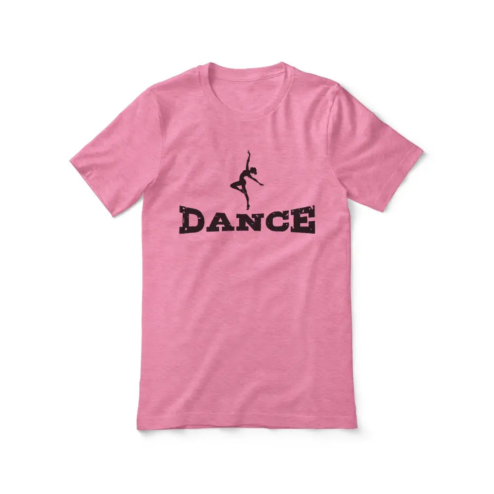 basic dance with dancer icon design on a unisex t-shirt with a black graphic