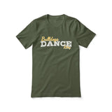 custom dance mascot and dancer name design on a unisex t-shirt with a white graphic