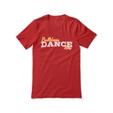 custom dance mascot and dancer name design on a unisex t-shirt with a white graphic