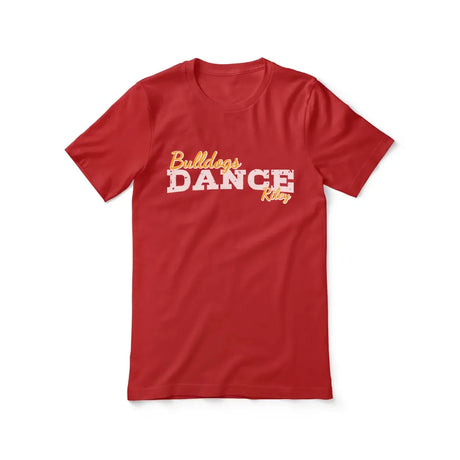 custom dance mascot and dancer name design on a unisex t-shirt with a white graphic