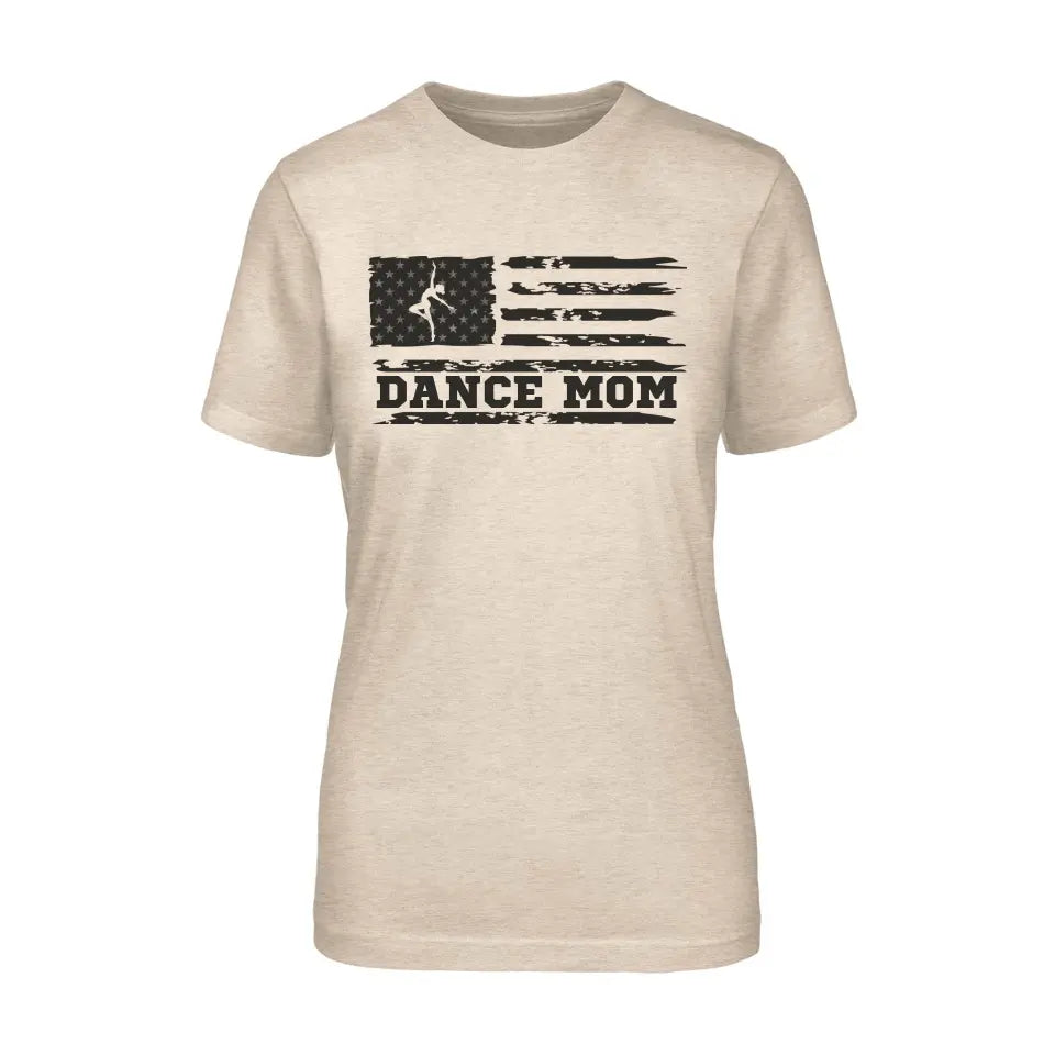 dance mom horizontal flag design on a unisex t-shirt with a black graphic