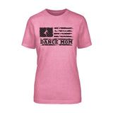 dance mom horizontal flag design on a unisex t-shirt with a black graphic
