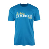 custom dance mascot and dancer name design on a mens t-shirt with a white graphic