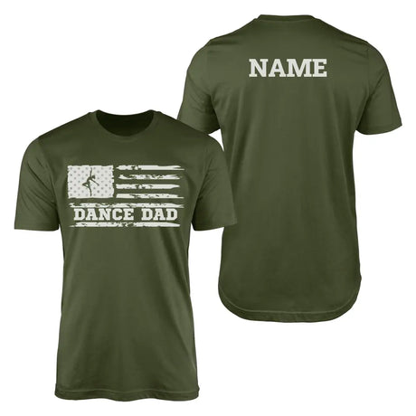 dance dad horizontal flag with dancer name design on a mens t-shirt with a white graphic