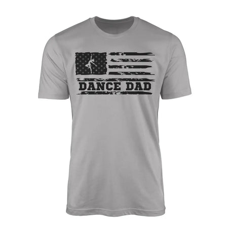 dance dad horizontal flag design on a mens t-shirt with a black graphic