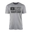 dance dad horizontal flag design on a mens t-shirt with a black graphic