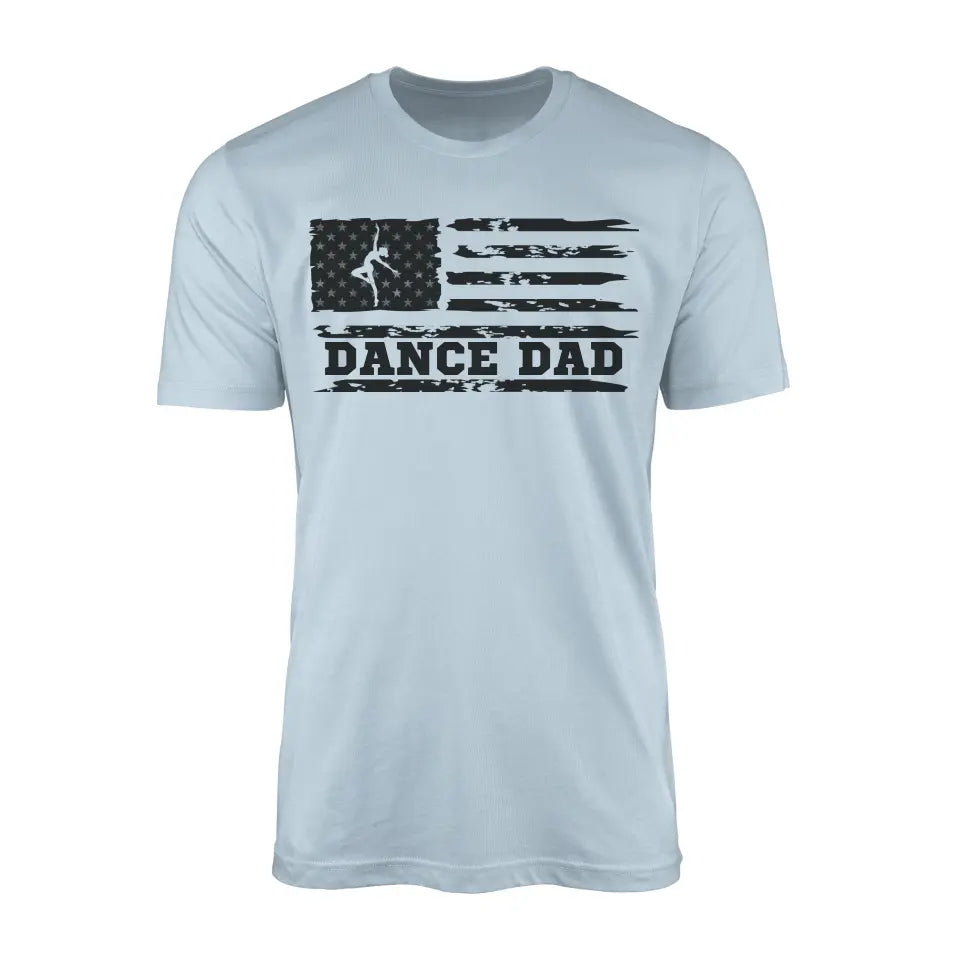 dance dad horizontal flag design on a mens t-shirt with a black graphic