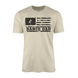 dance dad horizontal flag design on a mens t-shirt with a black graphic