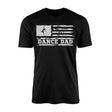 dance dad horizontal flag design on a mens t-shirt with a white graphic