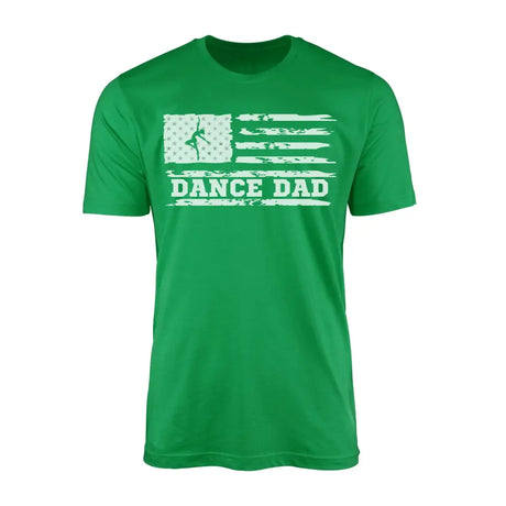 dance dad horizontal flag design on a mens t-shirt with a white graphic