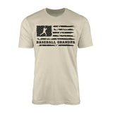 baseball grandpa horizontal flag on a mens t-shirt with a black graphic