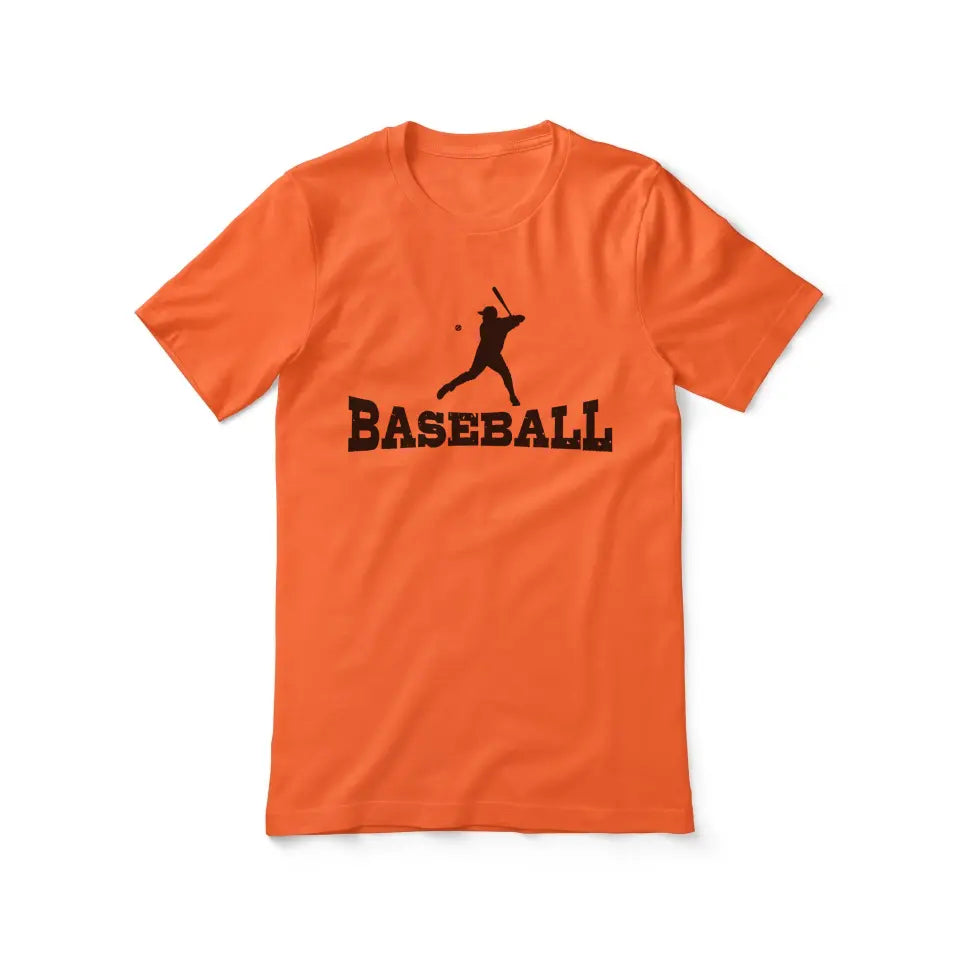 basic baseball with baseball player icon on a unisex t-shirt with a black graphic