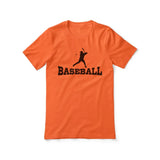 basic baseball with baseball player icon on a unisex t-shirt with a black graphic
