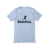 basic baseball with baseball player icon on a unisex t-shirt with a black graphic