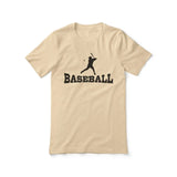 basic baseball with baseball player icon on a unisex t-shirt with a black graphic