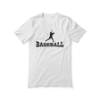 basic baseball with baseball player icon on a unisex t-shirt with a black graphic