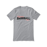 custom baseball mascot and baseball player name on a unisex t-shirt with a black graphic